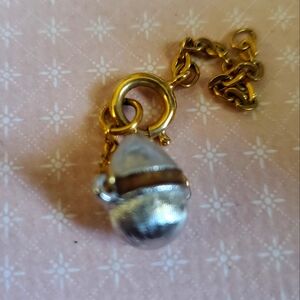 Vintage Joan Rivers Egg Pedant Silver Gold